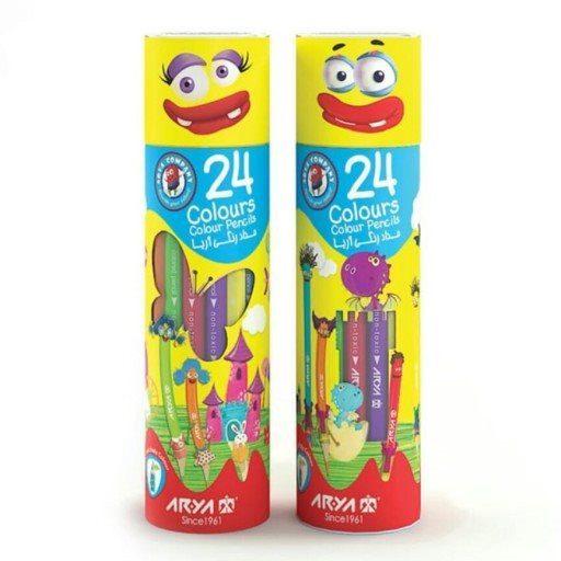 مداد رنگی 24 رنگ استوانه ای آریا Arya