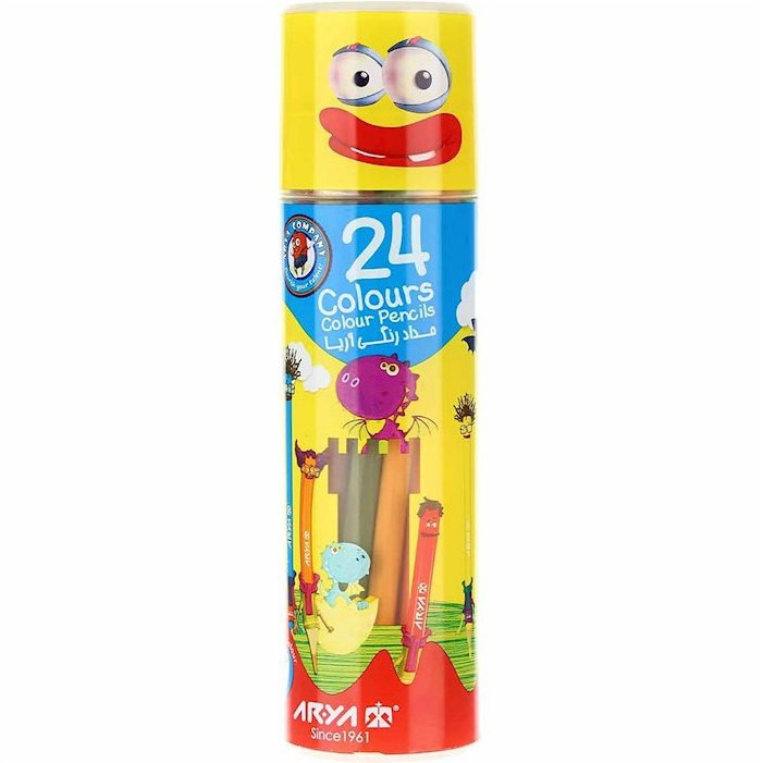 مداد رنگی 24 رنگ استوانه ای آریا Arya