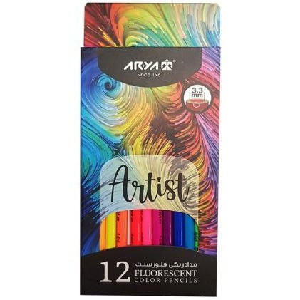 مداد رنگی 12 رنگ فلئورسنت آریا Arya