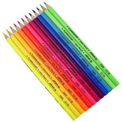 مداد رنگی 12 رنگ فلئورسنت آریا Arya