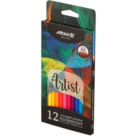 مداد رنگی 12 رنگ فلئورسنت آریا Arya