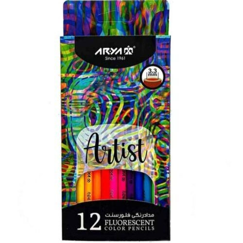 مداد رنگی 12 رنگ فلئورسنت آریا Arya