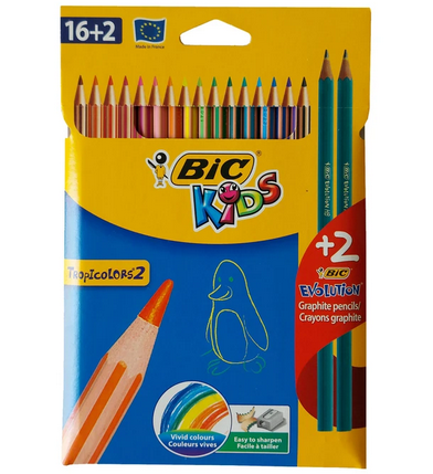 مداد رنگی 2+16 رنگ بیک Bic Evolution
