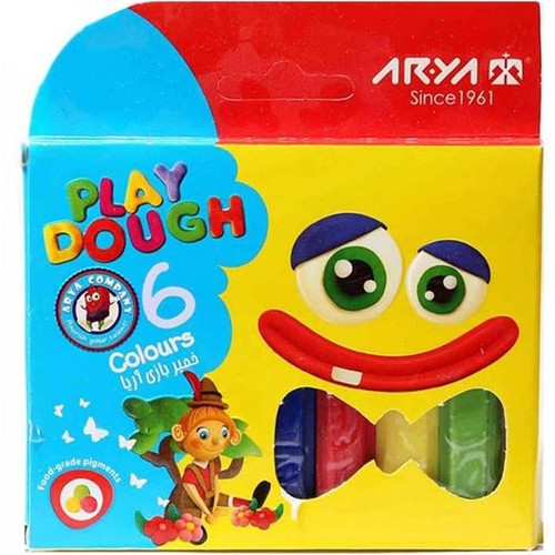 خمیر بازی 6 رنگ مقوایی آریا Arya