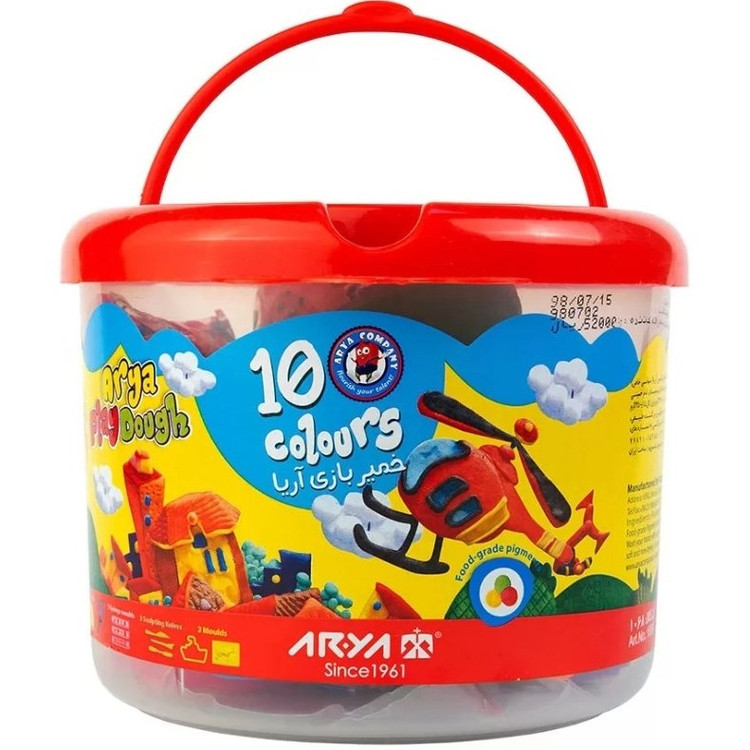 خمیر بازی 10 رنگ سطلی آریا Arya