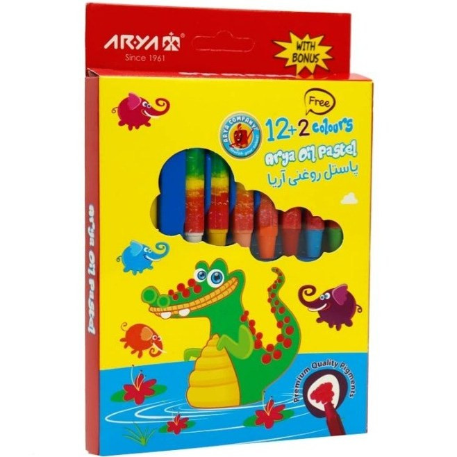پاستل روغنی (مداد شمعی) 2+12 آریا Arya