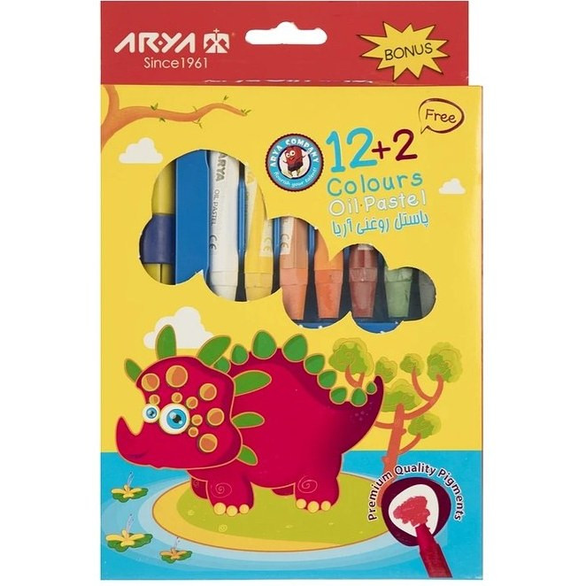 پاستل روغنی (مداد شمعی) 2+12 آریا Arya