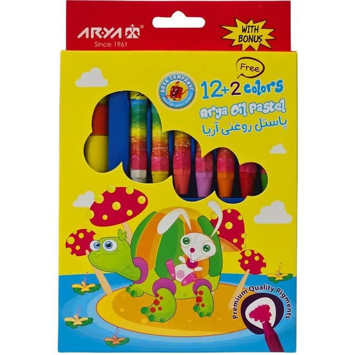 پاستل روغنی (مداد شمعی) 2+12 آریا Arya