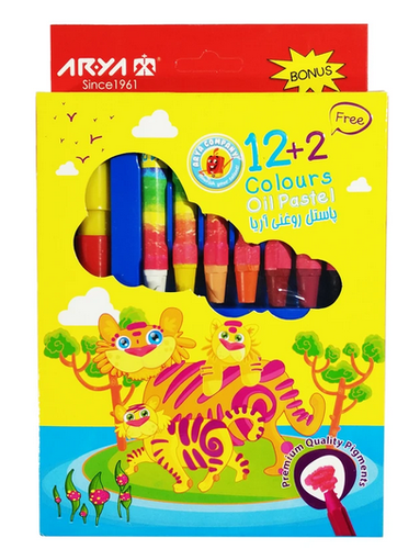 پاستل روغنی (مداد شمعی) 2+12 آریا Arya