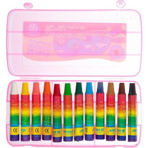 پاستل روغنی (مداد شمعی) 12 رنگ طلقی آریا Arya