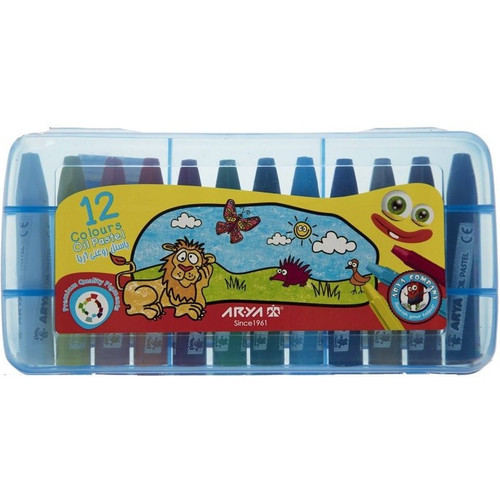 پاستل روغنی (مداد شمعی) 12 رنگ طلقی آریا Arya