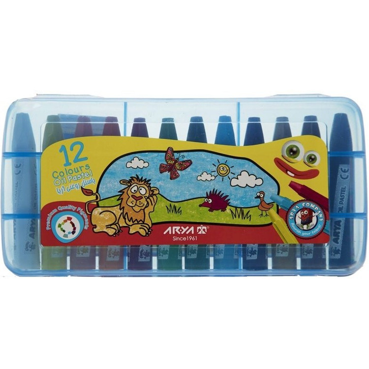 پاستل روغنی (مداد شمعی) 12 رنگ طلقی آریا Arya