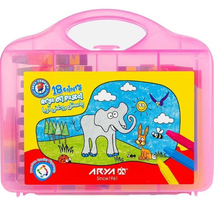 پاستل روغنی (مداد شمعی) 18 رنگ طلقی آریا Arya
