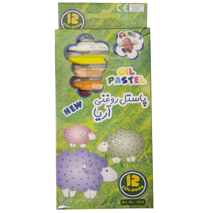 مداد شمعی 12 مقوایی طلق آریا